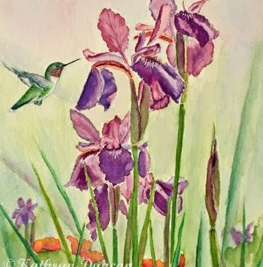 Wild Iris Nectar - Hummingbird and Iris